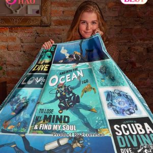 Scuba Diving Gift For Birthday Diver Fleece Blanket Quilt Ecomhao Store