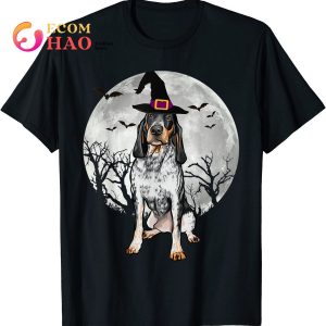 Scary Bluetick Coonhound Dog Witch Hat Halloween T-Shirt