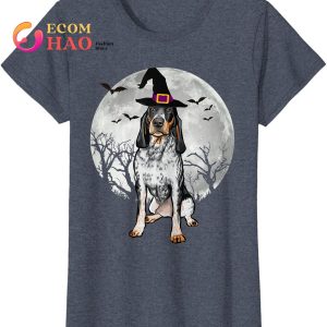 Scary Bluetick Coonhound Dog Witch Hat Halloween T-Shirt