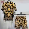 Luxury Versace Gold Black T-shirts And Beach Shorts Luxury Versace Gold Black T-shirts And Beach Shorts