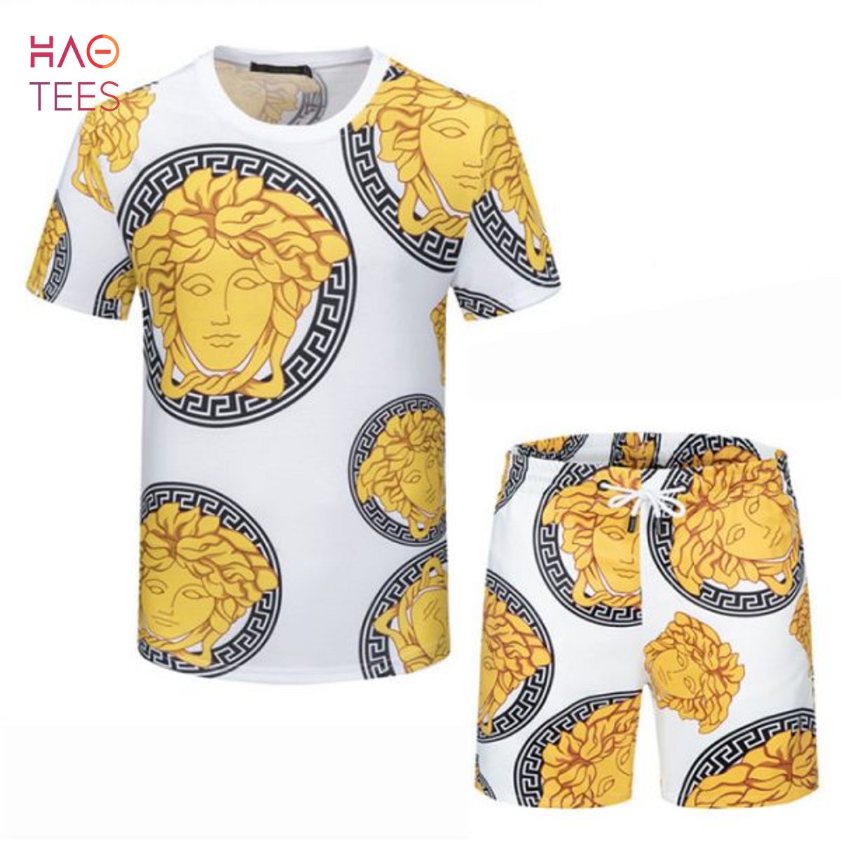 Versace Gold White Limited Edition T-shirts And Beach Shorts