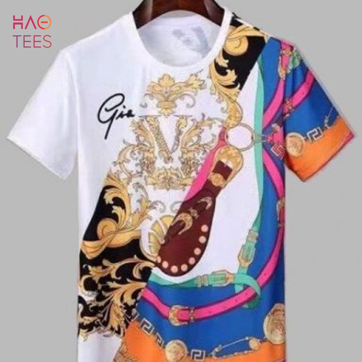 Versace Gold White Limited T-shirts And Beach Shorts Sets