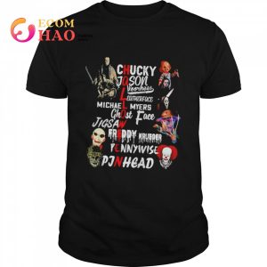 CHUCKY JASON VOORHEES LEATHERFACE MICHAEL MYERS GHOSTFACE JIGSAW FREDDY KRUEGER PENNYWISE PINHEAD shirt