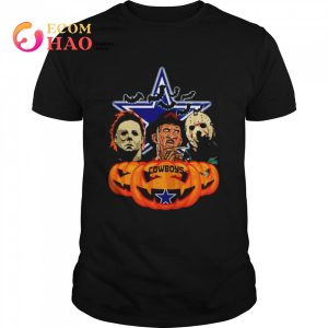 Dallas Cowboys Freddy Krueger Michael Myers Jason Voorhees Pumpkin Horror Movie Halloween shirt