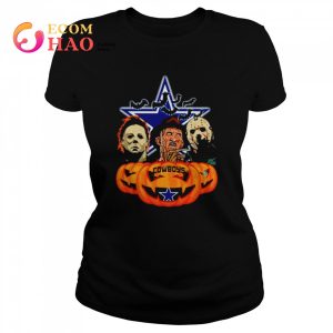 Dallas Cowboys Freddy Krueger Michael Myers Jason Voorhees Pumpkin Horror Movie Halloween shirt