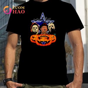 Dallas Cowboys Freddy Krueger Michael Myers Jason Voorhees Pumpkin Horror Movie Halloween shirt