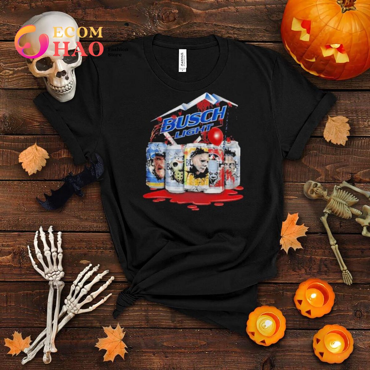 michael myers and freddy krueger and jason voorhees and pennywise busch light shirt