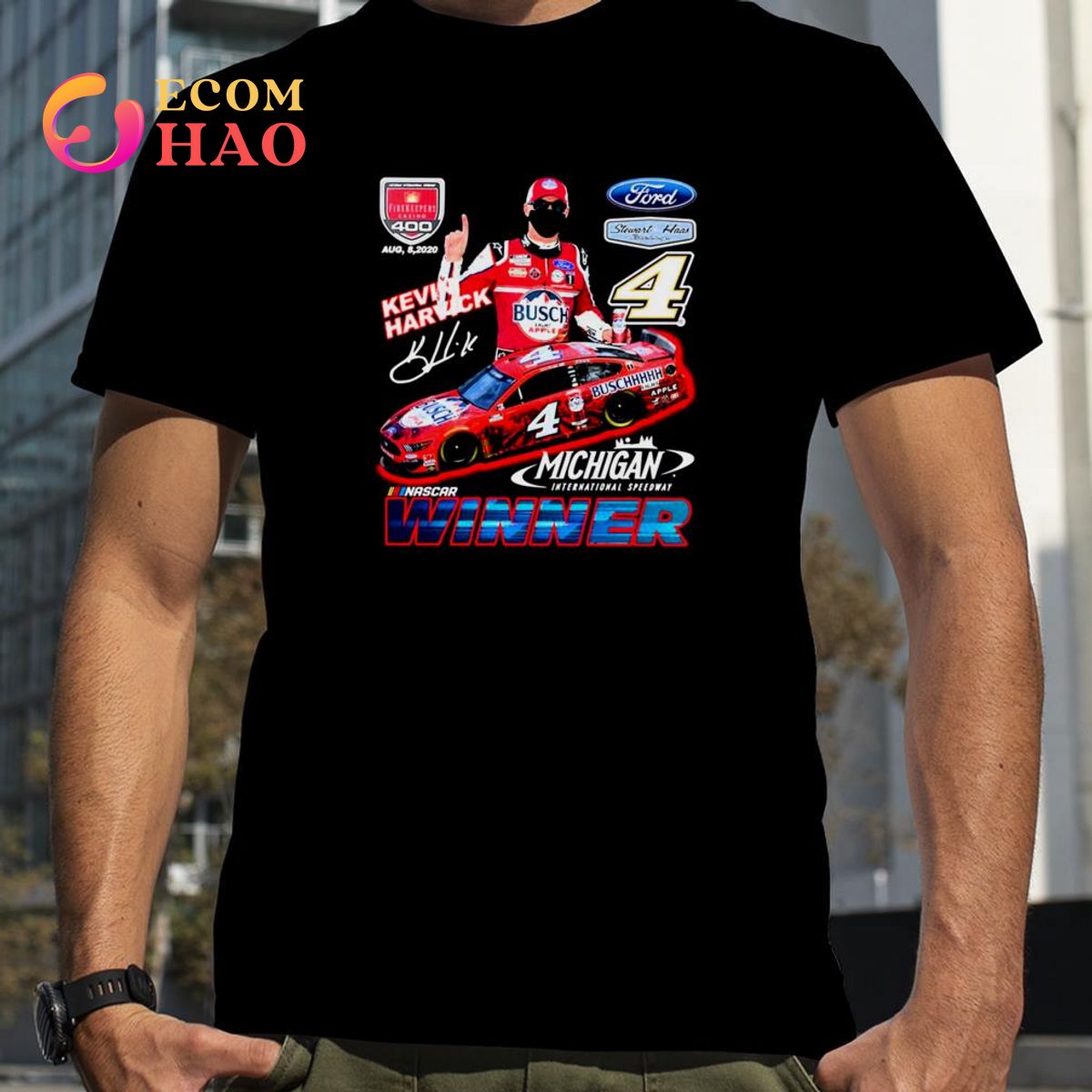 Signature Michigan International Speedway Retro Nascar Car Racing Kevin Harvick shirt