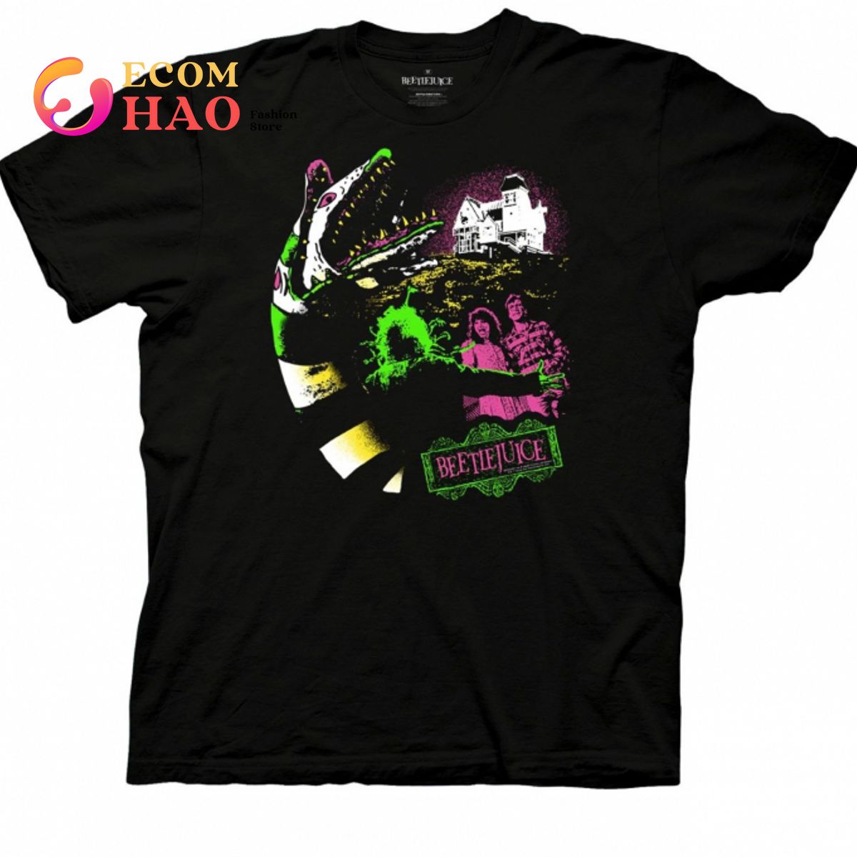 Beetlejuice Sandworm Collage with Logo Crew T-Shirt