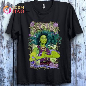 Marvel She-Hulk Vintage Floral Design Graphic Vintage Retro Comic Book T-Shirt