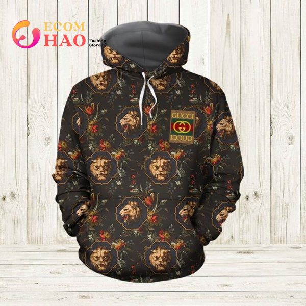 Gucci 3D Hoodie Prints Lion And Flower