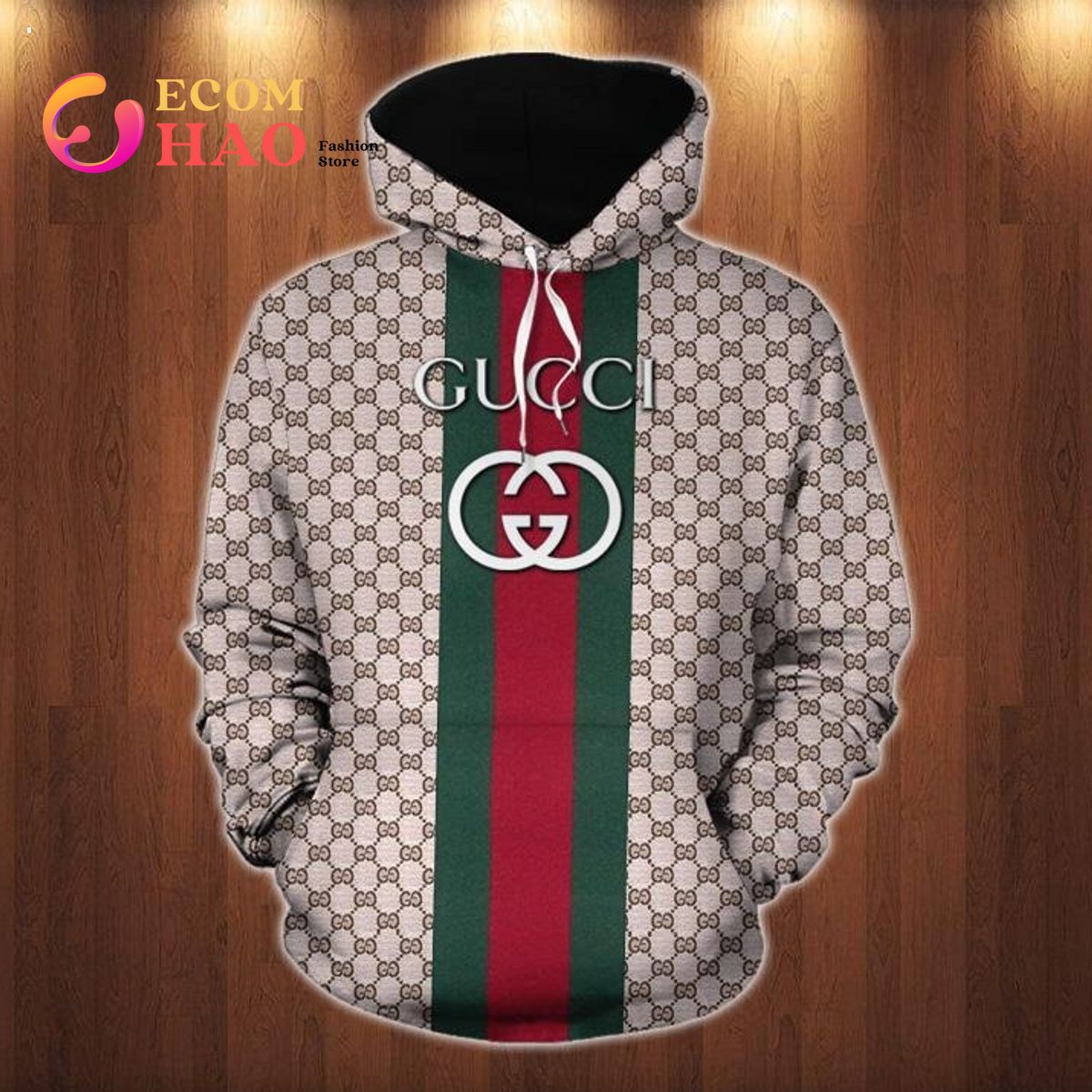 Gucci 3D Hoodie Three Vertical Lines Logo - Ecomhao Store