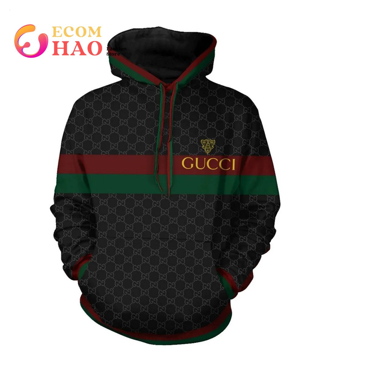 Gucci 3D Hoodie Black - Ecomhao Store