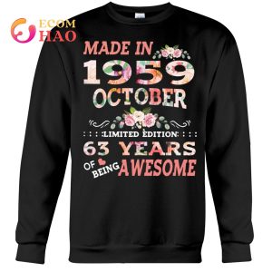 1959 63 YEARS OF BEING AWESOME MADE IN OCTOBER Ladies T-Shirt