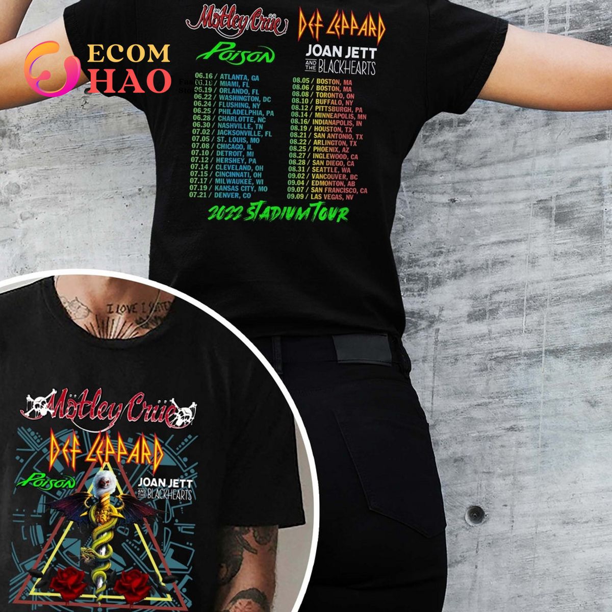 The Stadium Tour Motley Crue Def Leppard Poison Joan Jett & the Blackhearts Shirt