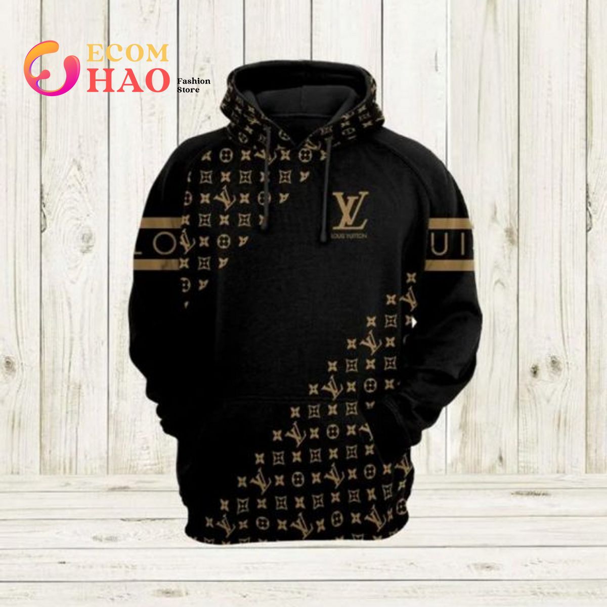 LV Brown Black Louis Vuitton Gifts 3D Hoodie - Ecomhao Store