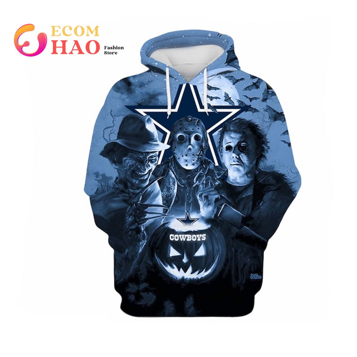 Cowboys Horror Movie Night 3D Full Printed Hoodie