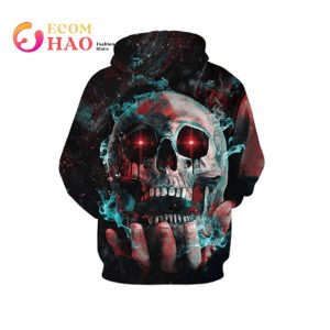 Creative Colorful Scary Skull Paint All Over Print Hoodie 3D