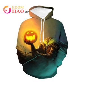 Creative Halloween PumpkinScary Skull Paint All Over Print Hoodie 3D
