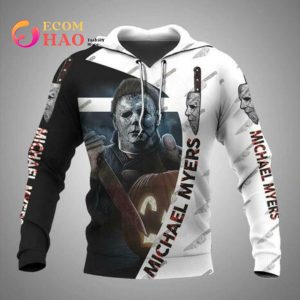 Horror Michael Myers Holding Knife & Pumpkin Halloween Hoodie 3D