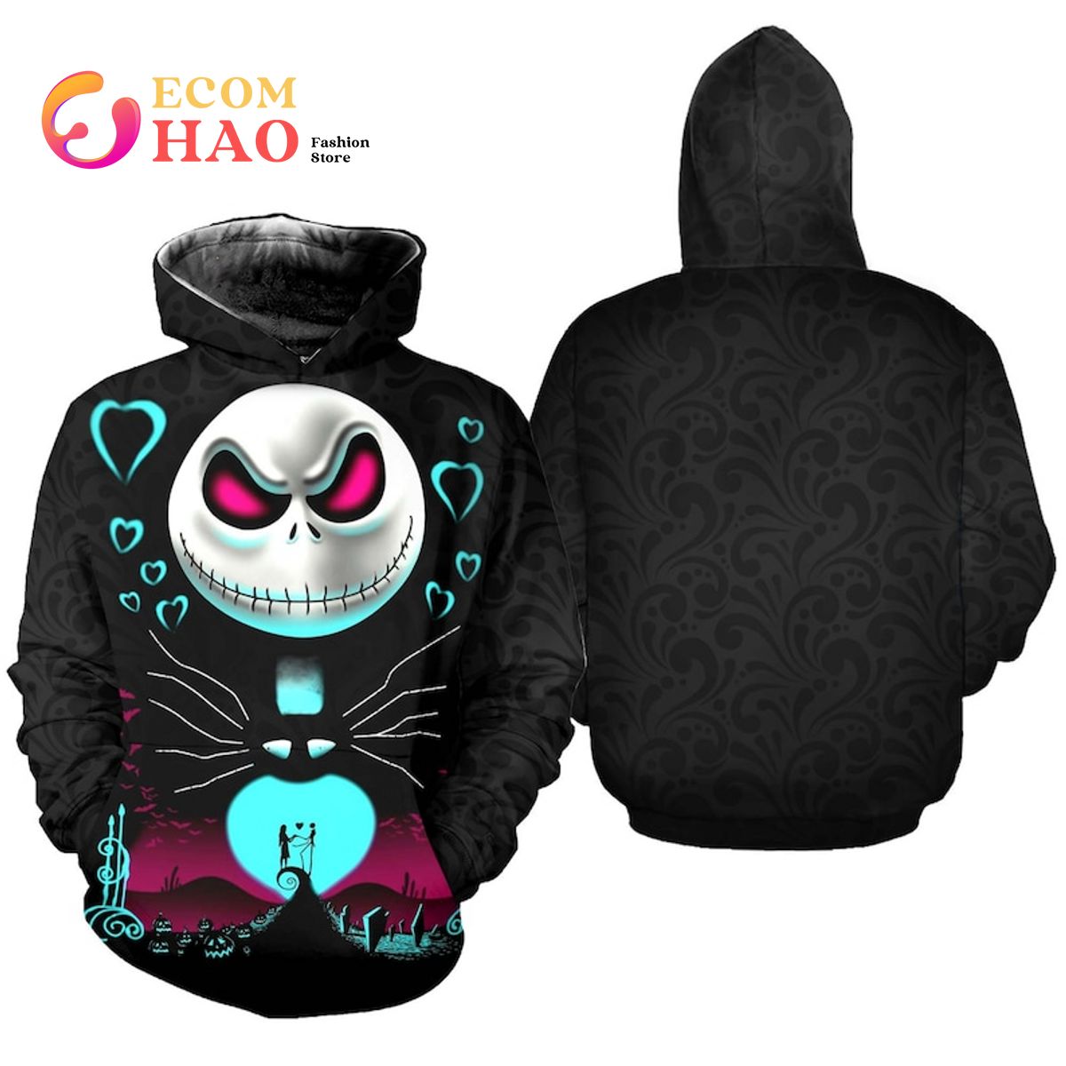 Jack Skellington Halloween Disney Cartoon Graphic Hoodie 3D