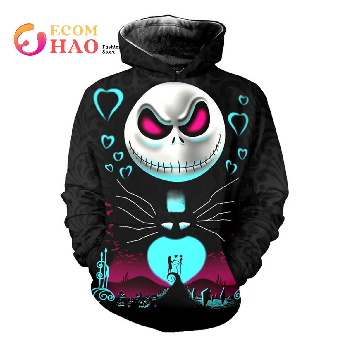 Jack Skellington Halloween Disney Cartoon Graphic Hoodie 3D