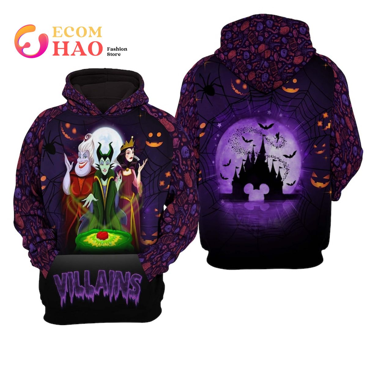 Villains Halloween Disney Cartoon Graphic Hoodie 3D