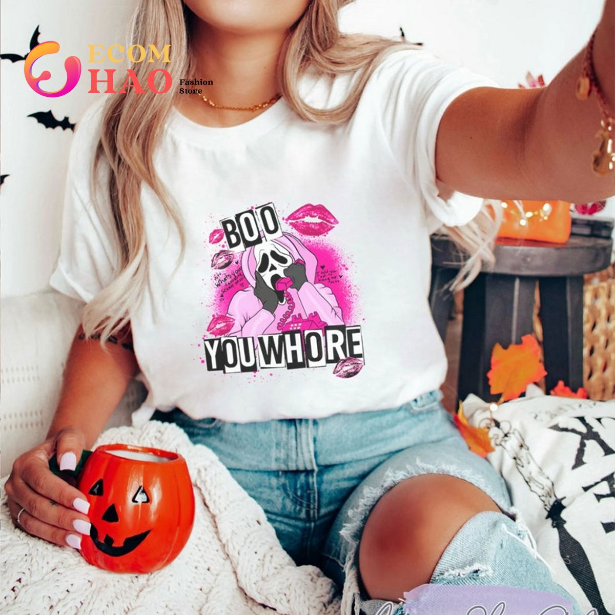 Boo You Whore Ghostface Scream Movie T-Shirt