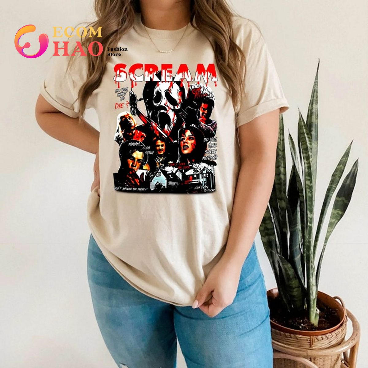 Ghostface Billy Loomis Stu Macher Sidney Prescott Scream Movie T-Shirt