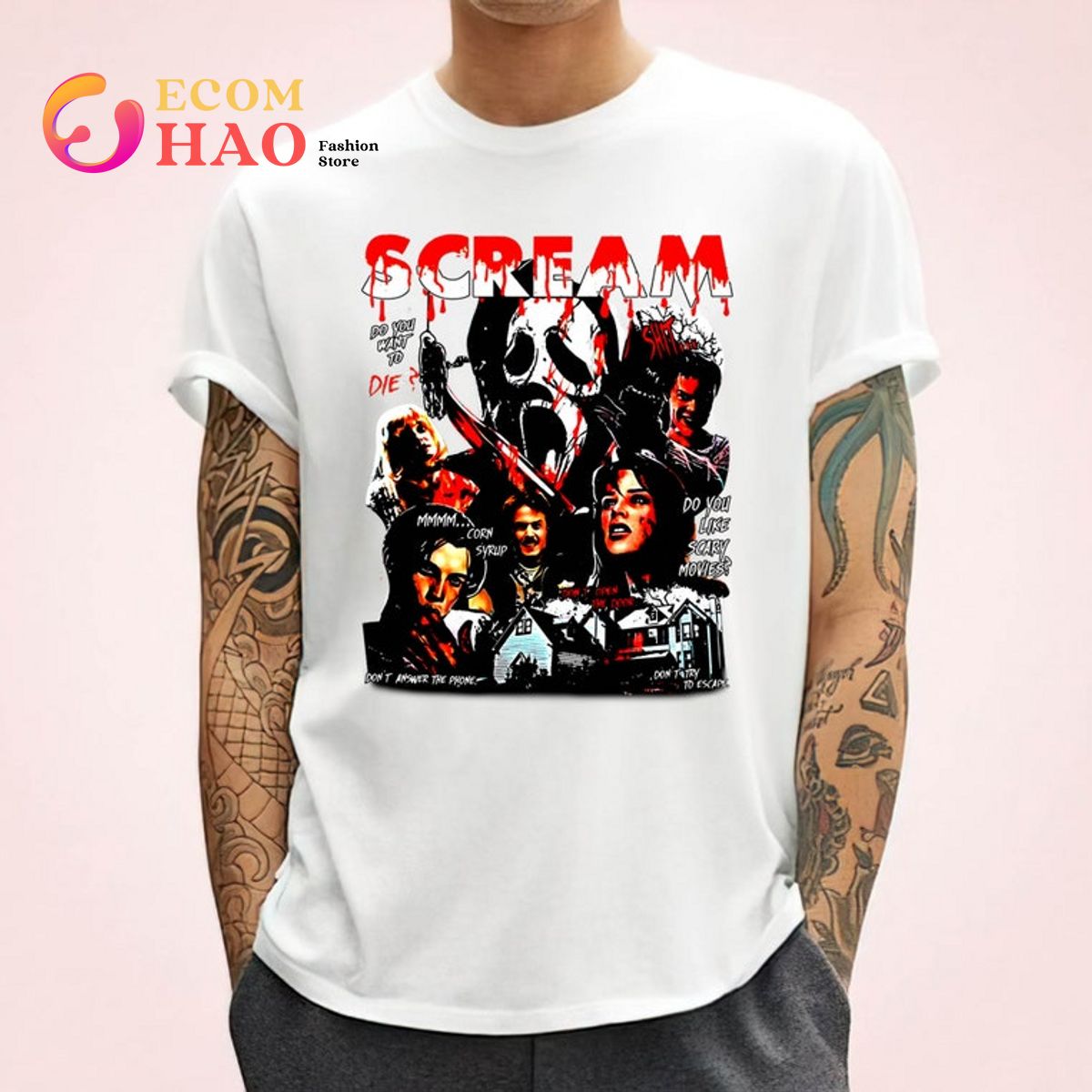 Ghostface Billy Loomis Stu Macher Sidney Prescott Scream Movie T-Shirt