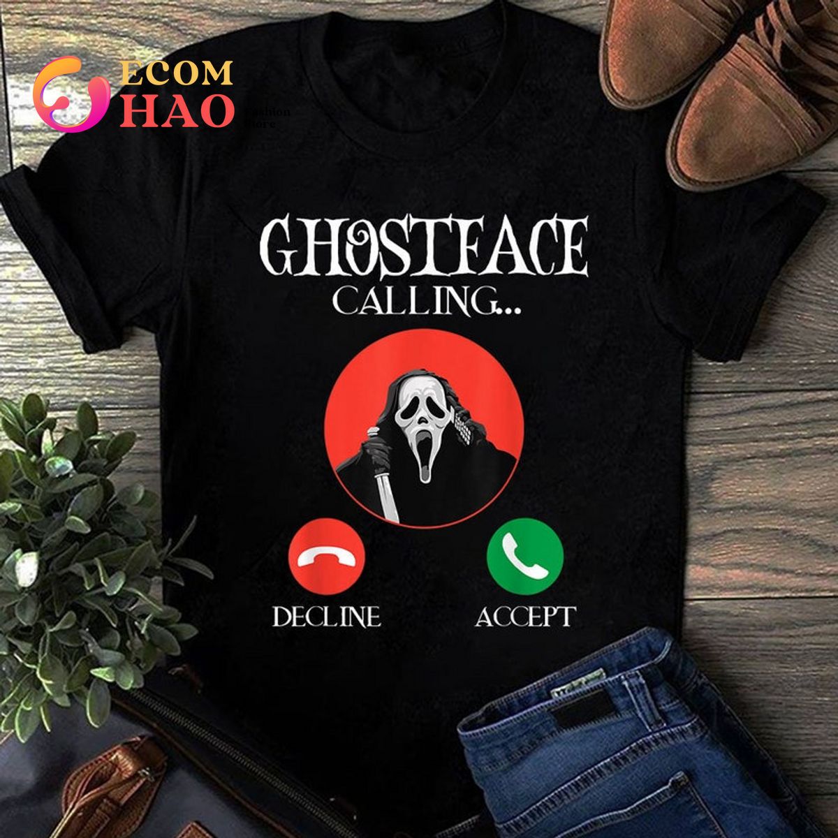 Ghostface Calling Halloween Funny Scream You Hang Up T-Shirt