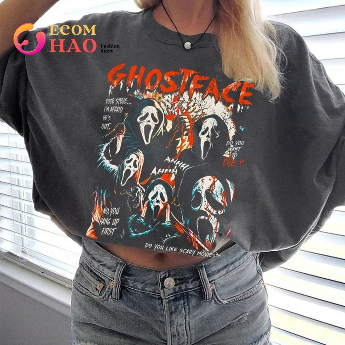 Retro 90s Scream  Movie Ghostface  T-Shirt