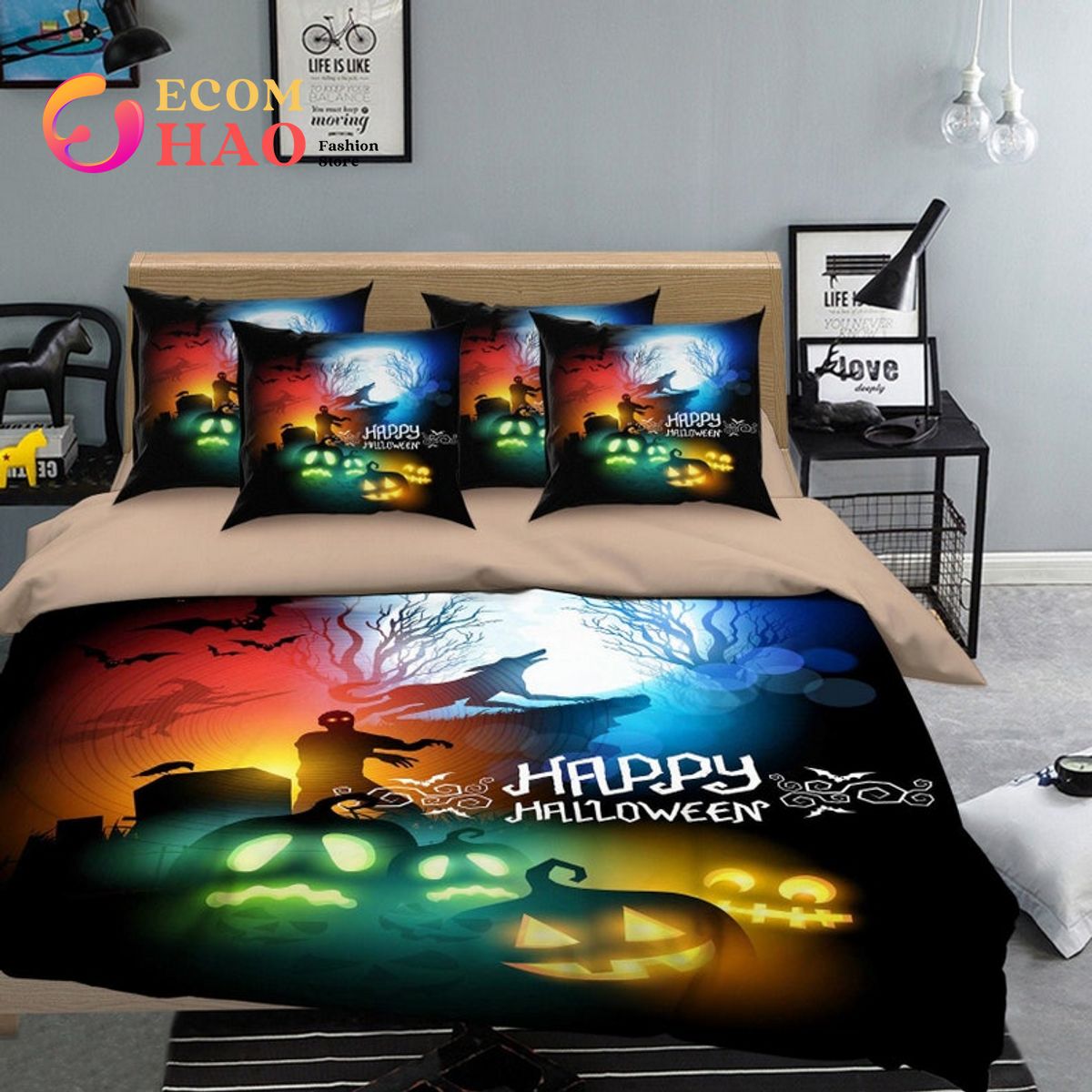 Before Christmas Anime Skull Bedding Set