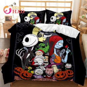 Nightmare Before Christmas Anime Skull Bedding Set Black