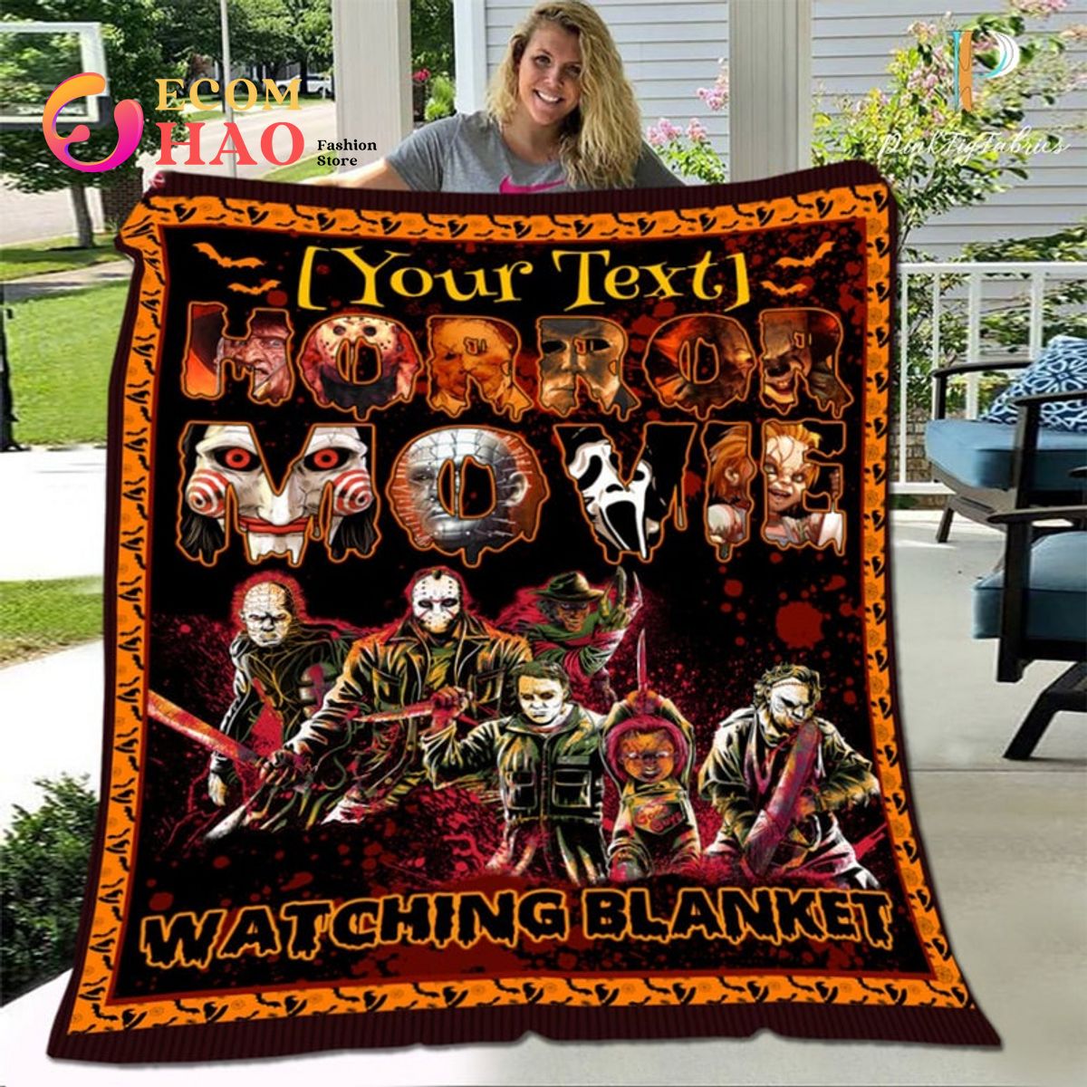 Custom Horror Movie Character Watching Blanket