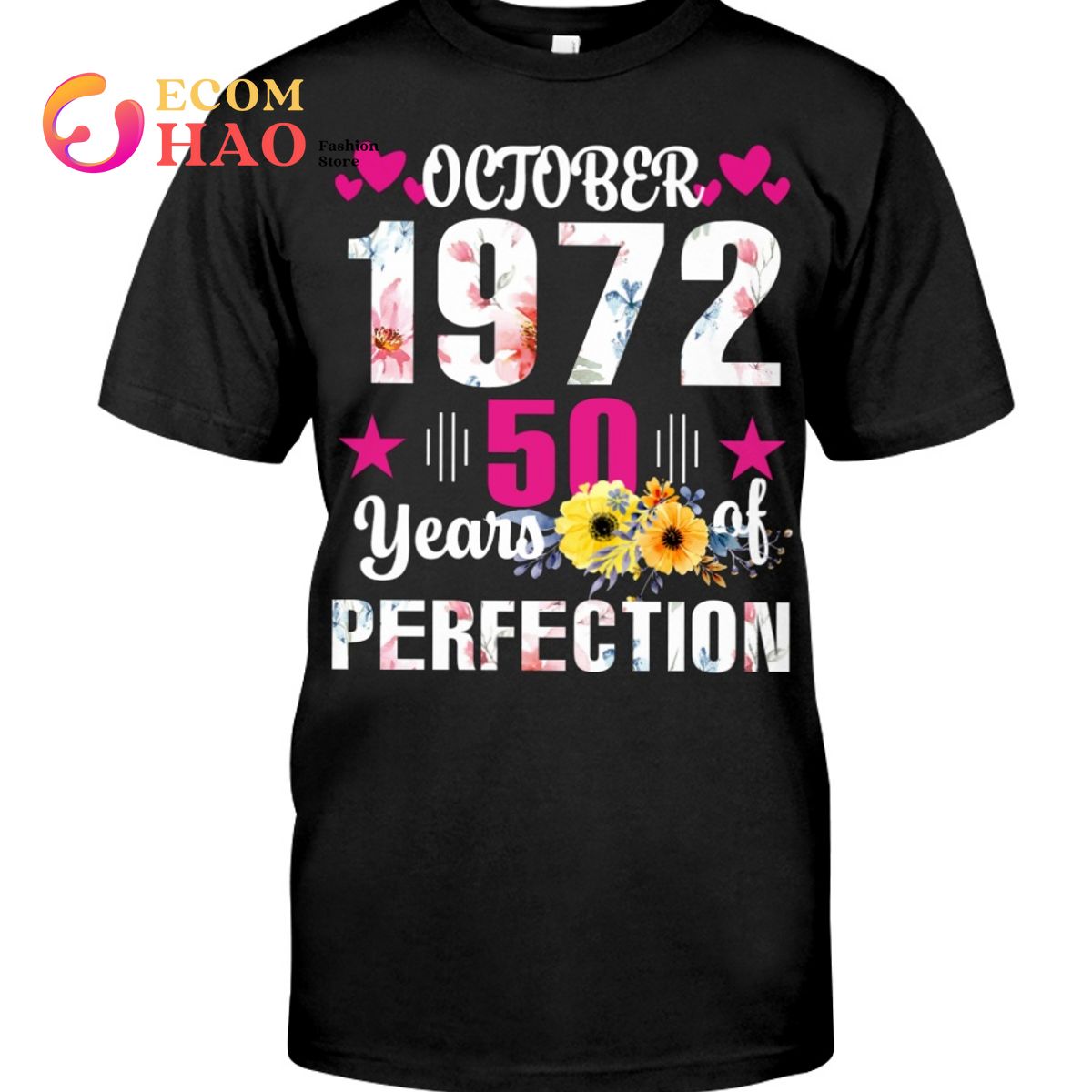 1972 50 Years Of Being  Awesome Made In October  T-Shirt