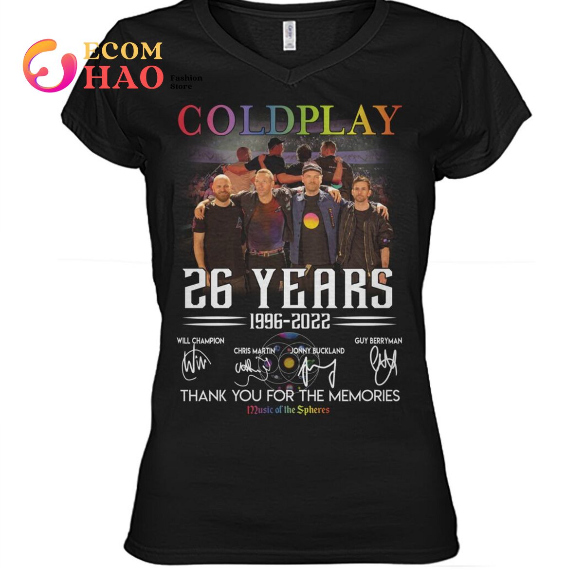 Coldplay 26 Years 1996 2022 Thank You For The Memories Signatures T-Shirt