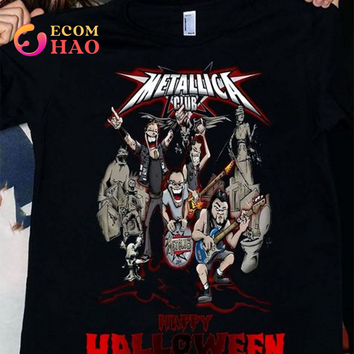 oogsten Ellendig Tactiel gevoel Metallica Club Happy Halloween T-Shirt - Ecomhao Store