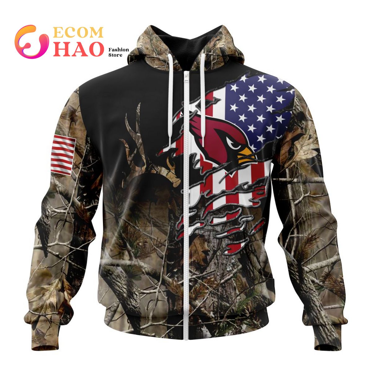 NFL Arizona Cardinals Special Camo Realtree Hunting 3D Hoodie