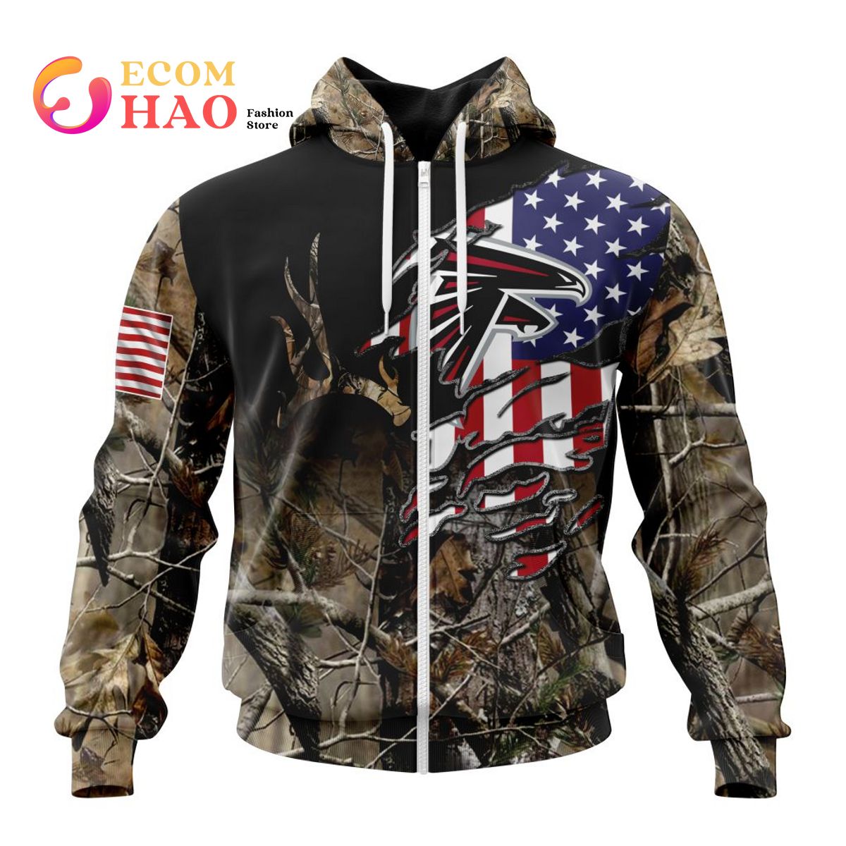 NFL Atlanta Falcons Special Camo Realtree Hunting 3D Hoodie