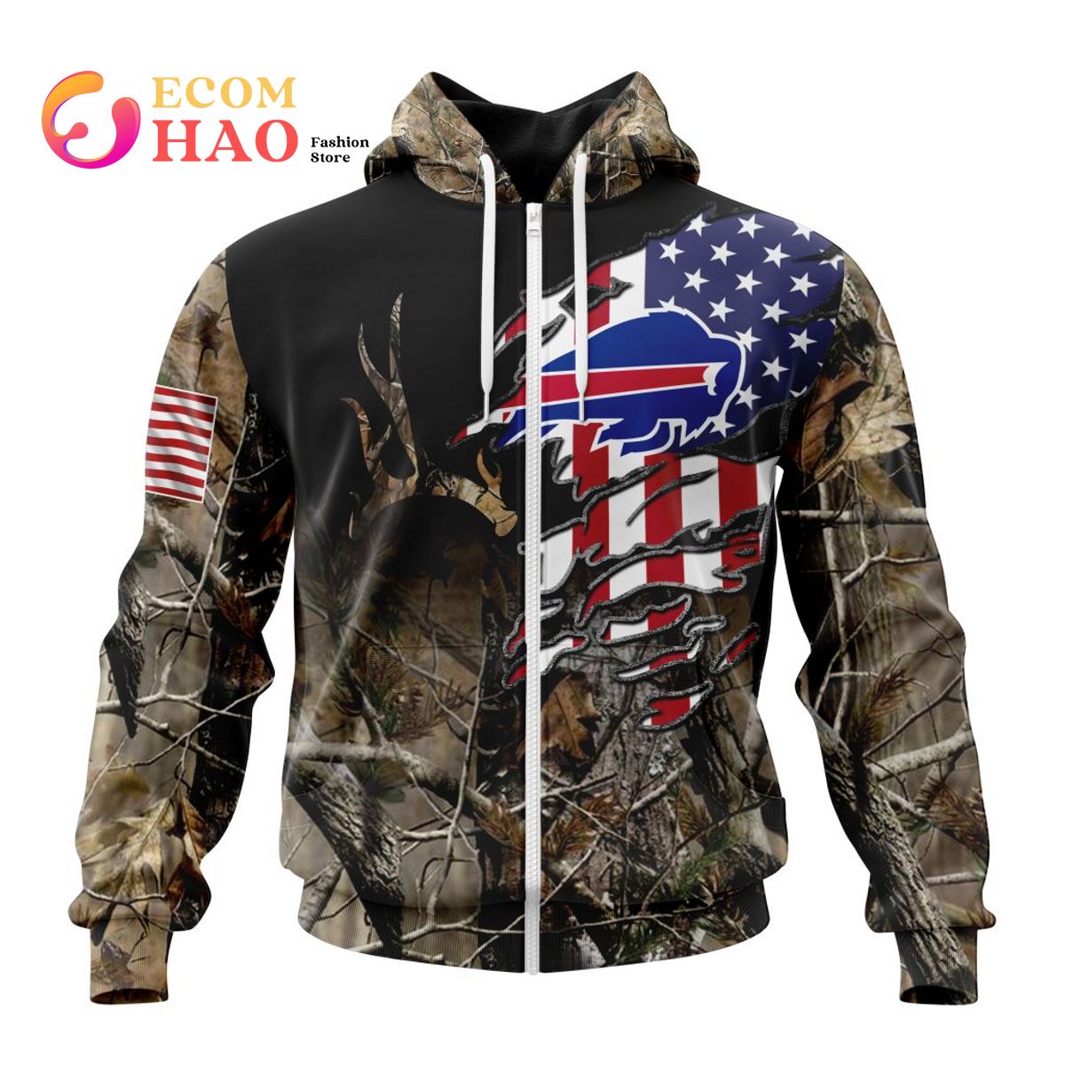 NFL Buffalo Bills Special Camo Realtree Hunting 3D Hoodie