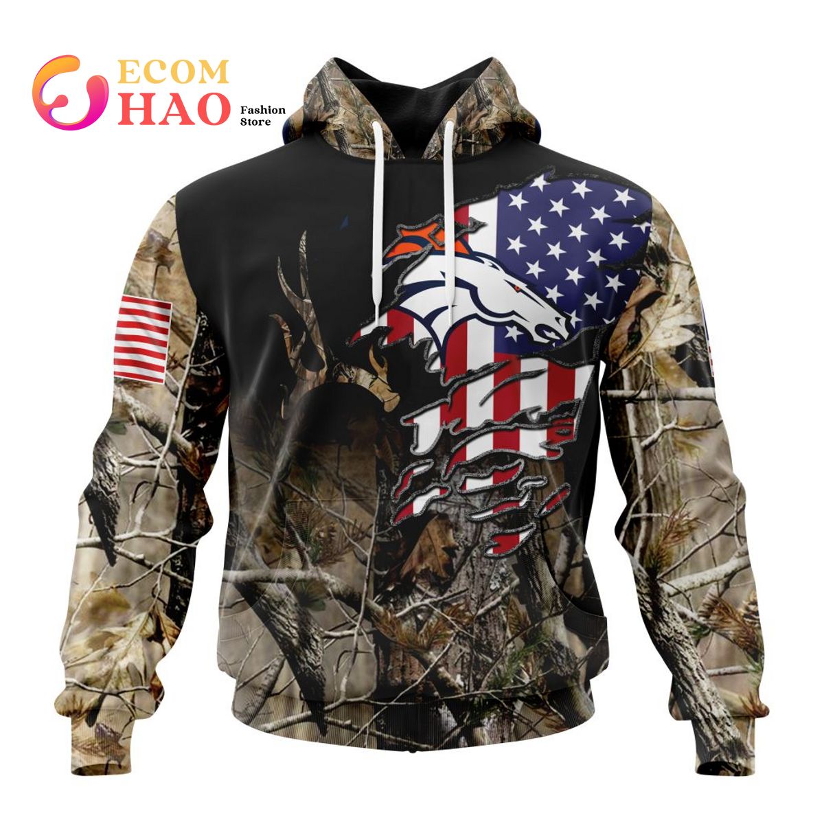 NFL Denver Broncos Special Camo Realtree Hunting 3D Hoodie