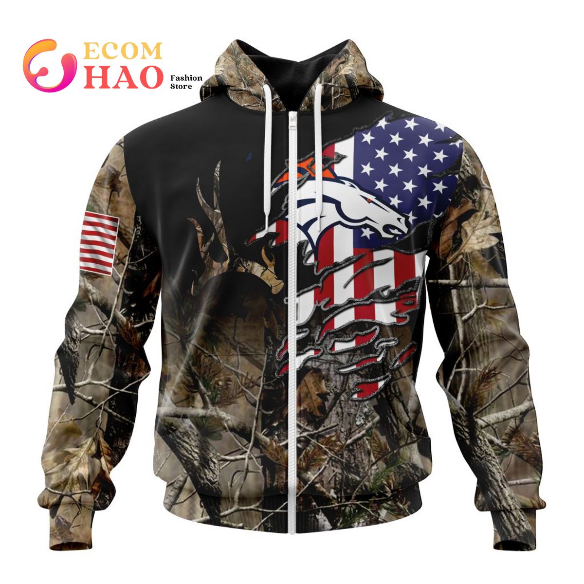 NFL Denver Broncos Special Camo Realtree Hunting 3D Hoodie