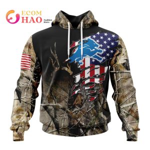 NFL Detroit Lions Special Camo Realtree Hunting 3D Hoodie