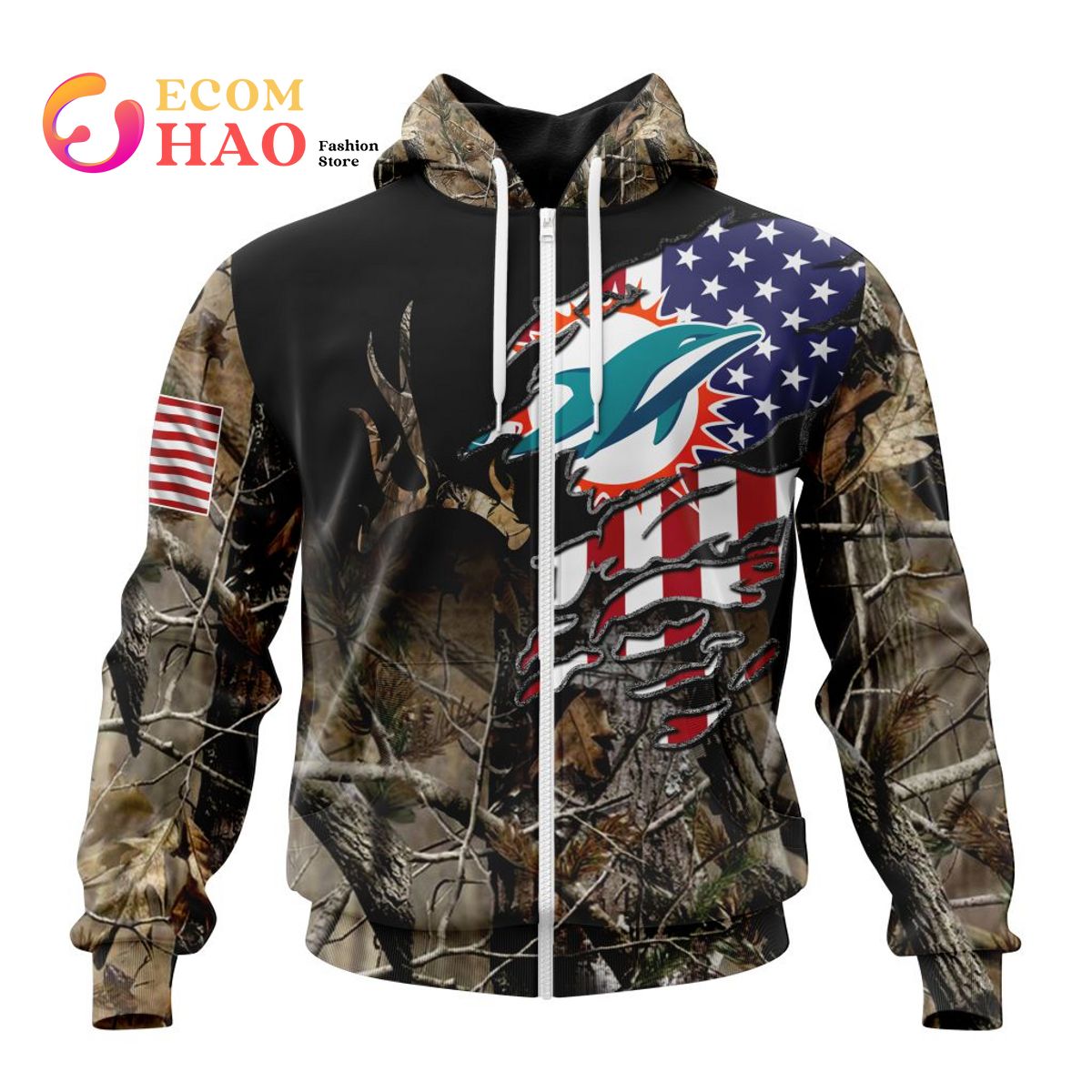 NFL Miami Dolphins Special Camo Realtree Hunting 3D Hoodie