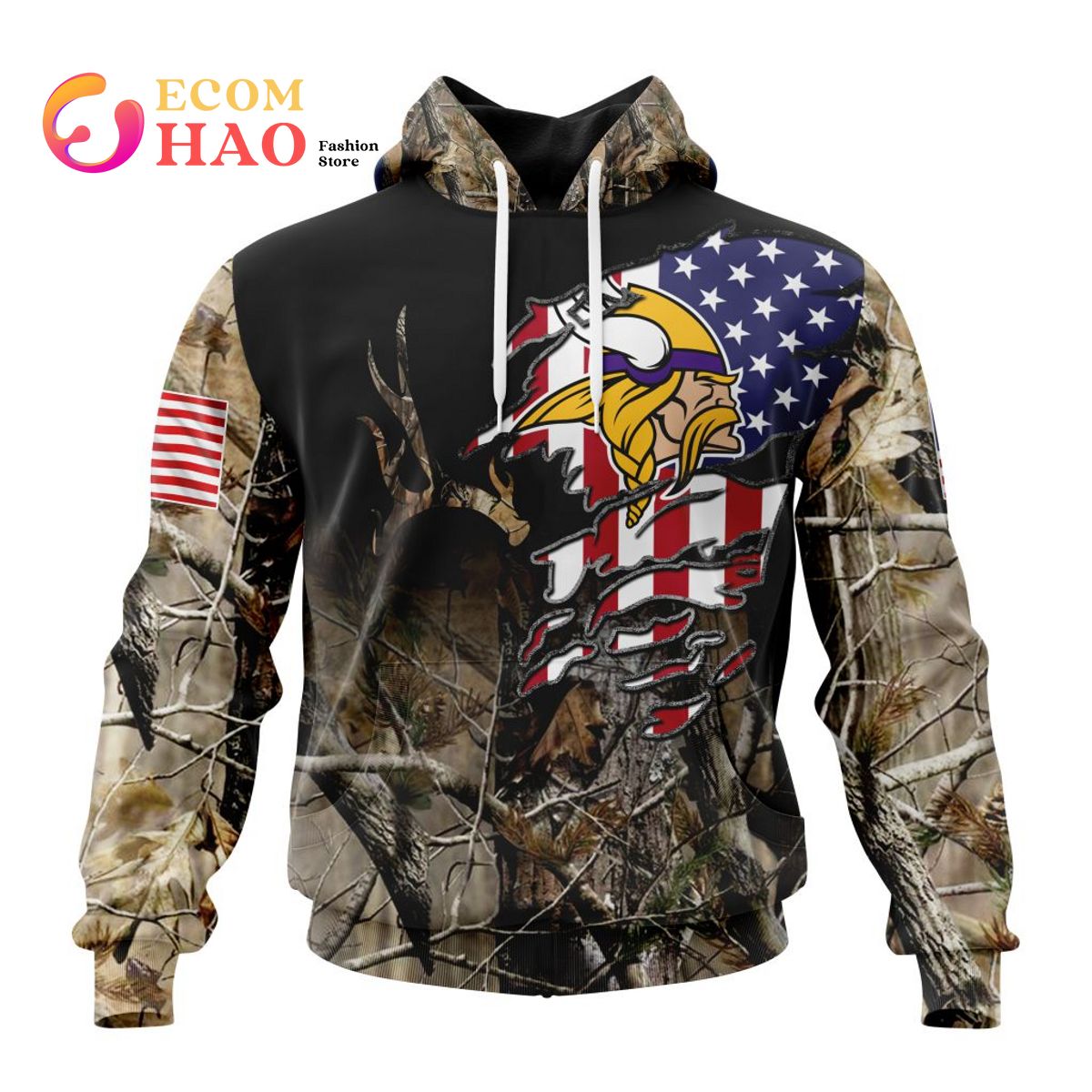 NFL Minnesota Vikings Camo US 3D Hoodie - Ecomhao Store