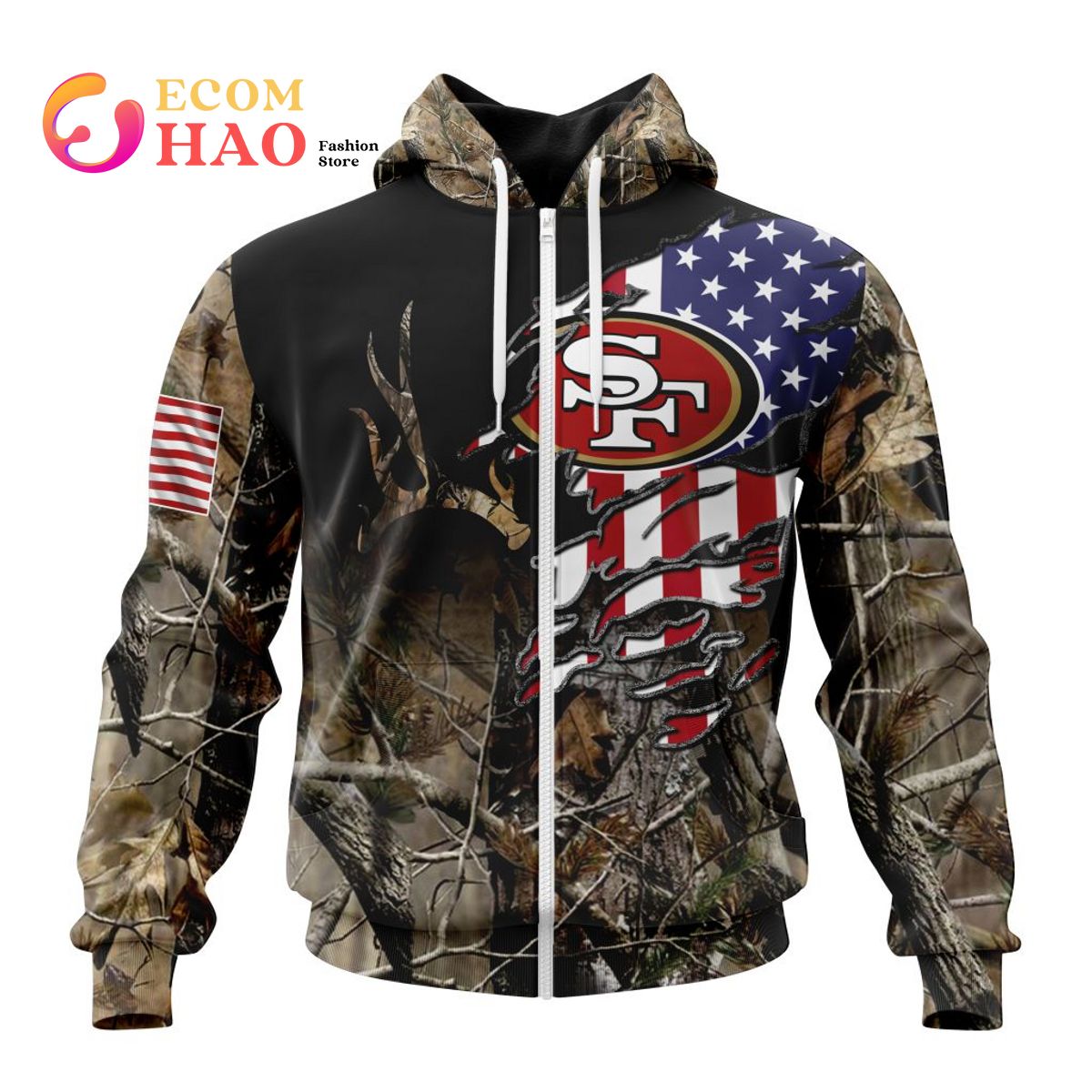 NFL San Francisco 49ers Special Camo Realtree Hunting 3D Hoodie