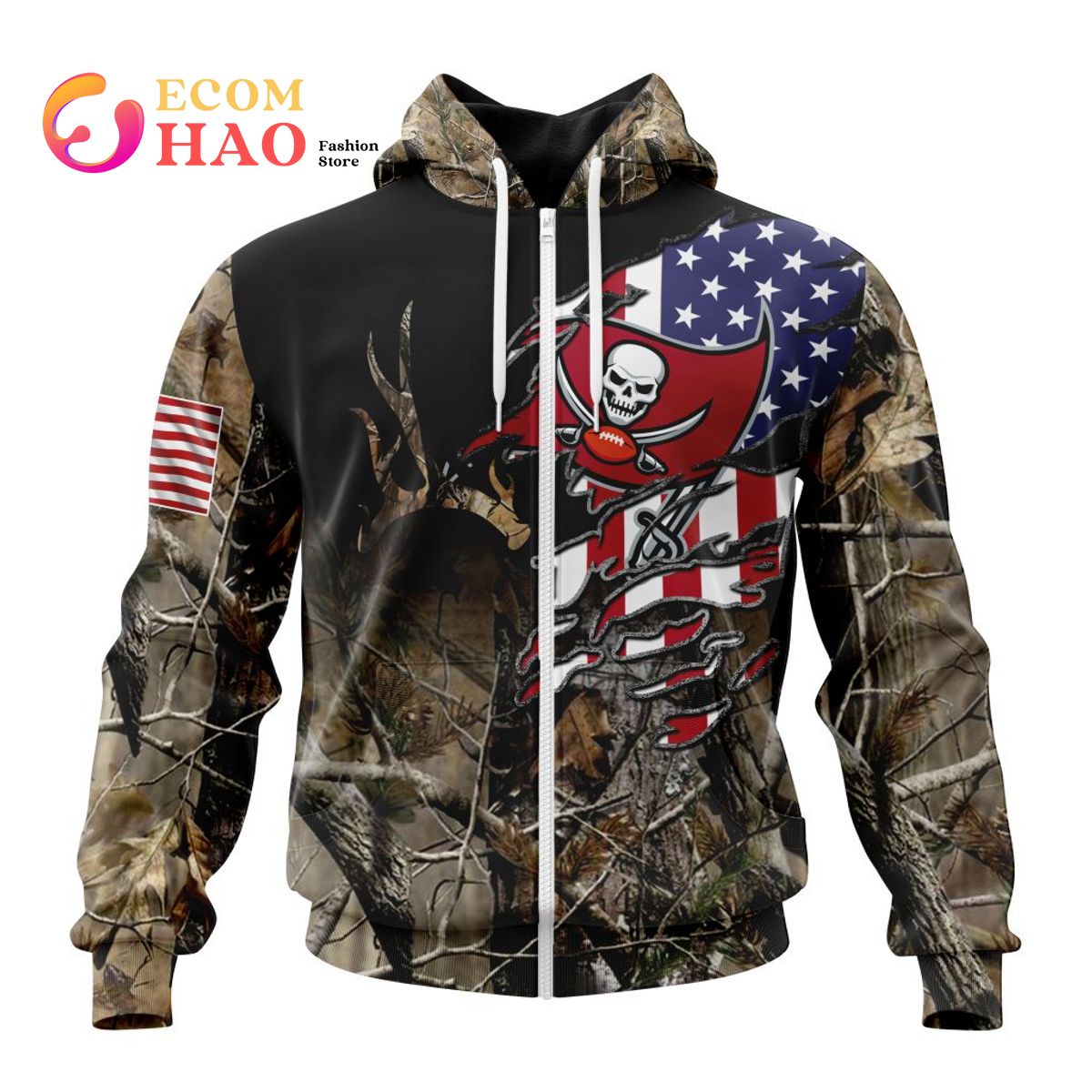 NFL Tampa Bay Buccaneers Special Camo Realtree Hunting 3D Hoodie