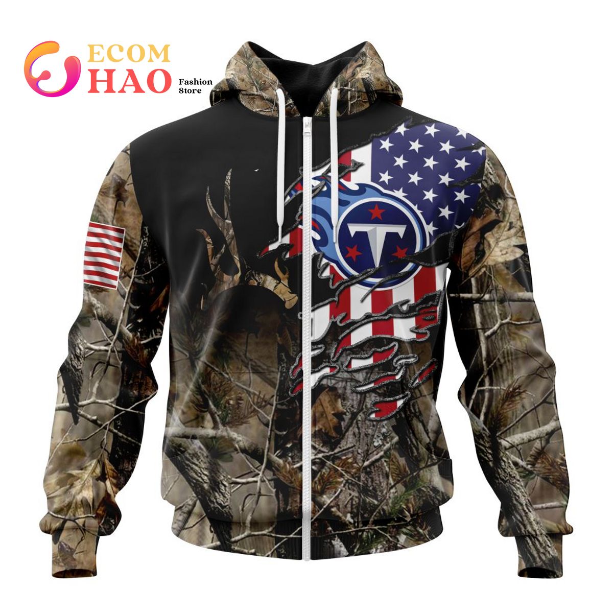 NFL Tennessee Titans Special Camo Realtree Hunting 3D Hoodie