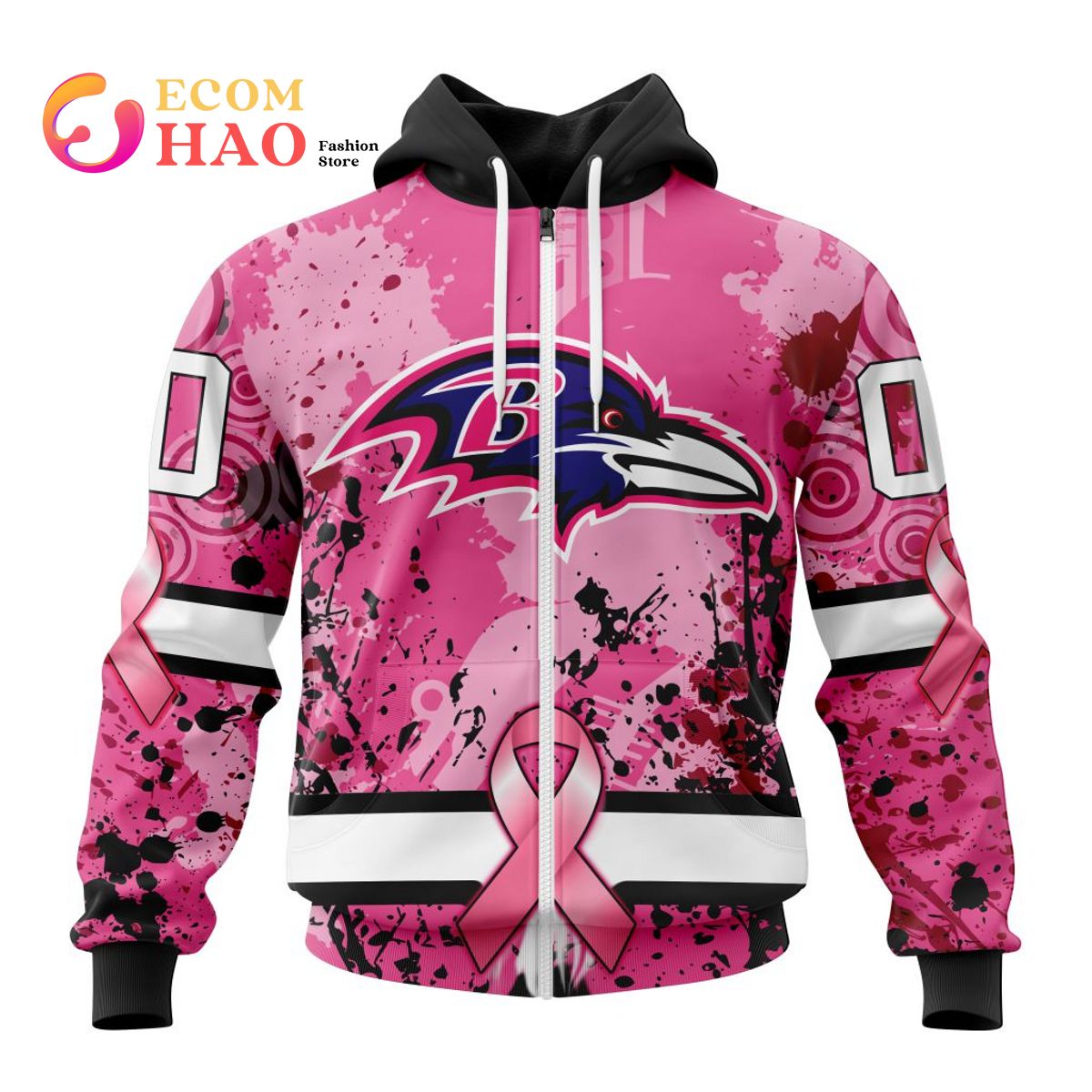 NFL Baltimore Ravens Specialized Design I Pink I Can! In October We Wear Pink Breast Cancer 3D Hoodie